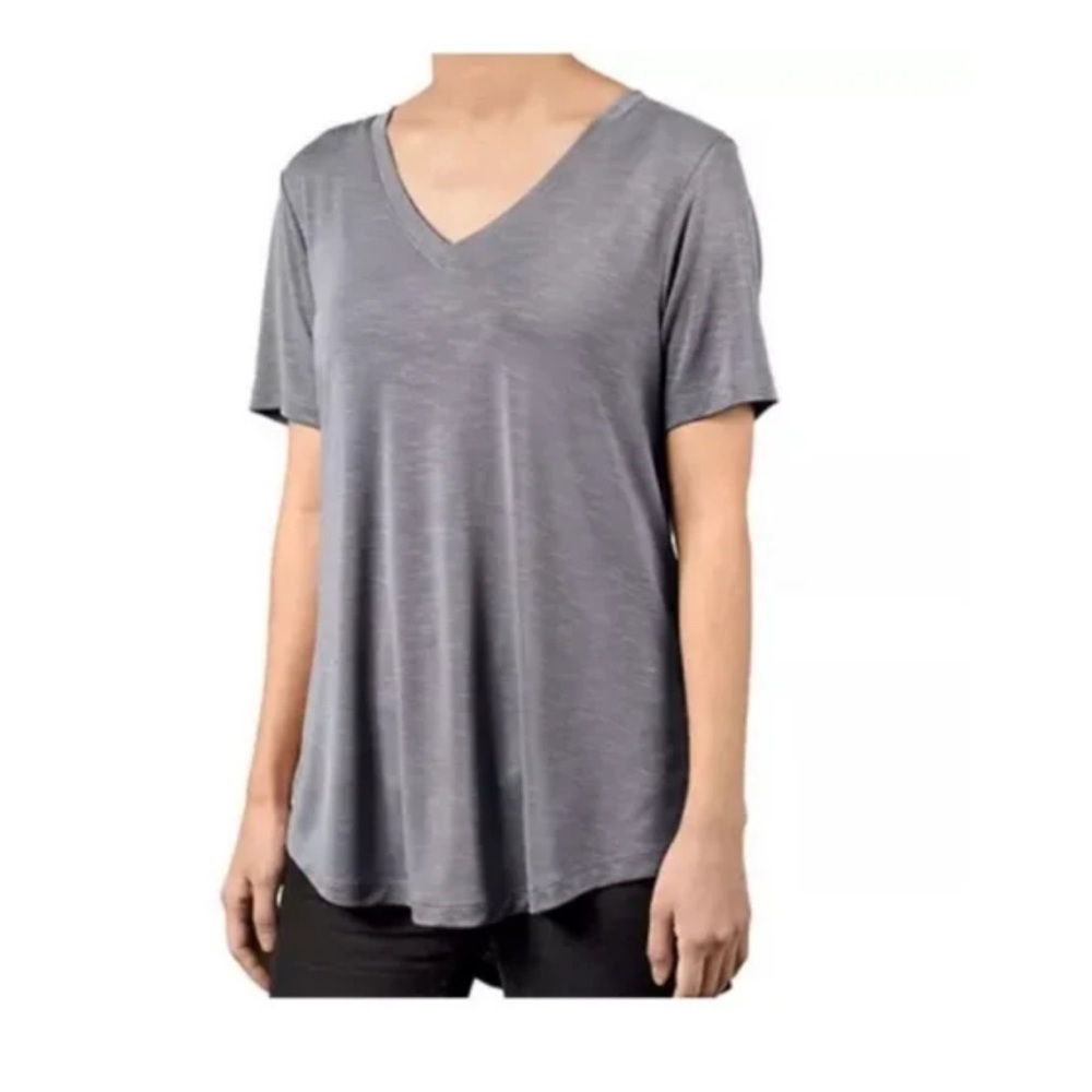Mod Ref Women’s Blue Space-Dye V-Neck Tee – Back Pleat Detail – Size L